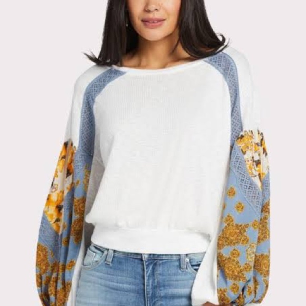 Free People Casual Clash top with balloon sleeves